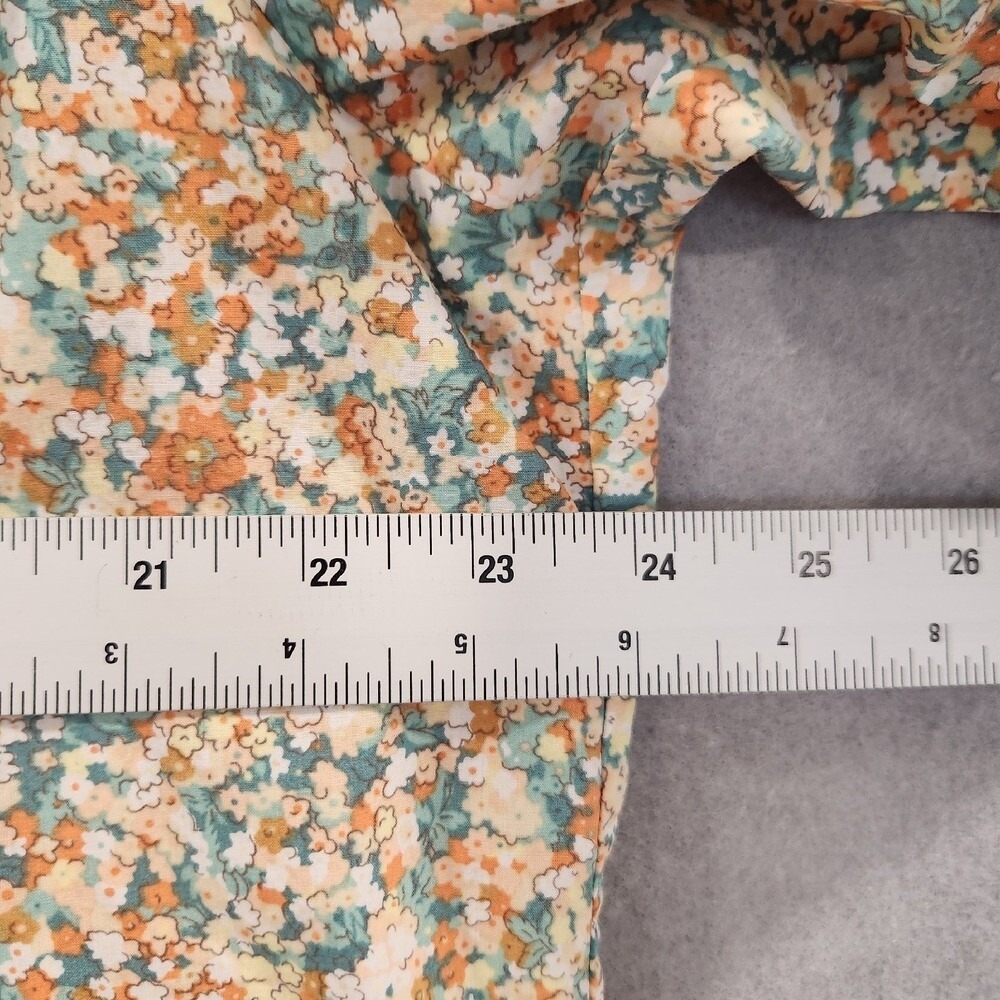 Rails XXL Womens Ditsy Floral Tie Neck Blouse Peach Green Cotton Balloon Sleeve - Picture 6 of 9
